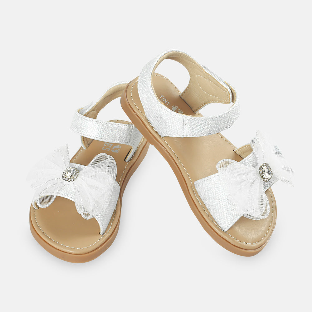 GIRL SANDAL SILVER BOW FANCY
