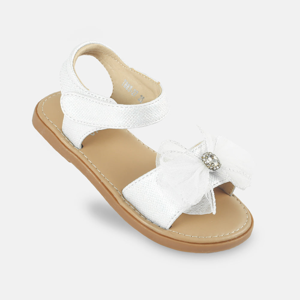 GIRL SANDAL SILVER BOW FANCY