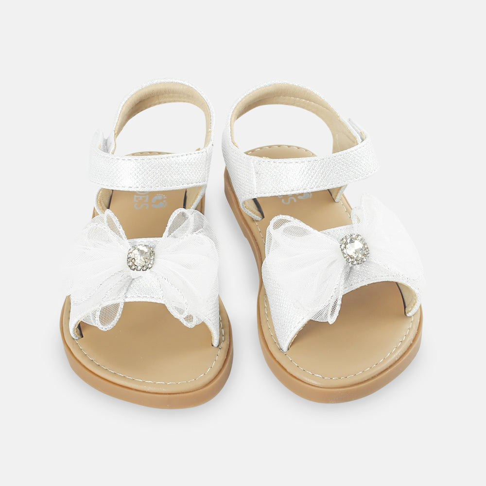 GIRL SANDAL SILVER BOW FANCY