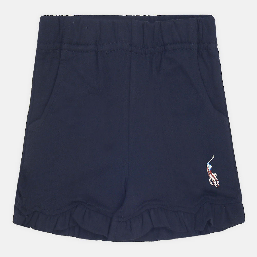 GIRL SHORT RALPH LAUREN NAVY RUFFLE