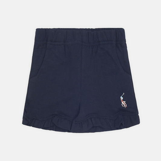 GIRL SHORT RALPH LAUREN NAVY RUFFLE