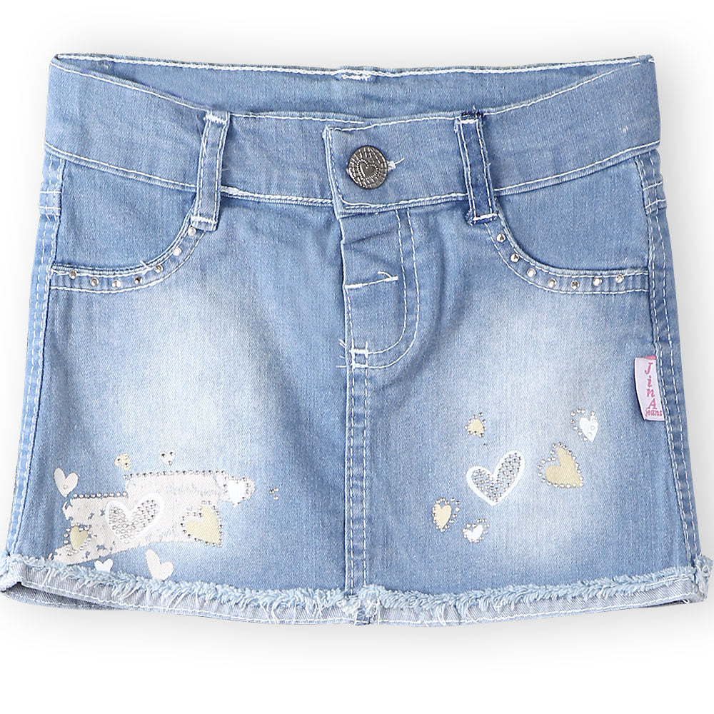 GIRL SKIRT JEANS DENIM HEARTS