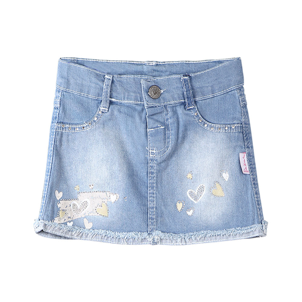 GIRL SKIRT JEANS DENIM HEARTS