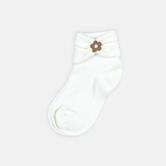 GIRL SOCKS EMBROIDERED FLOWER ROLL CUFF