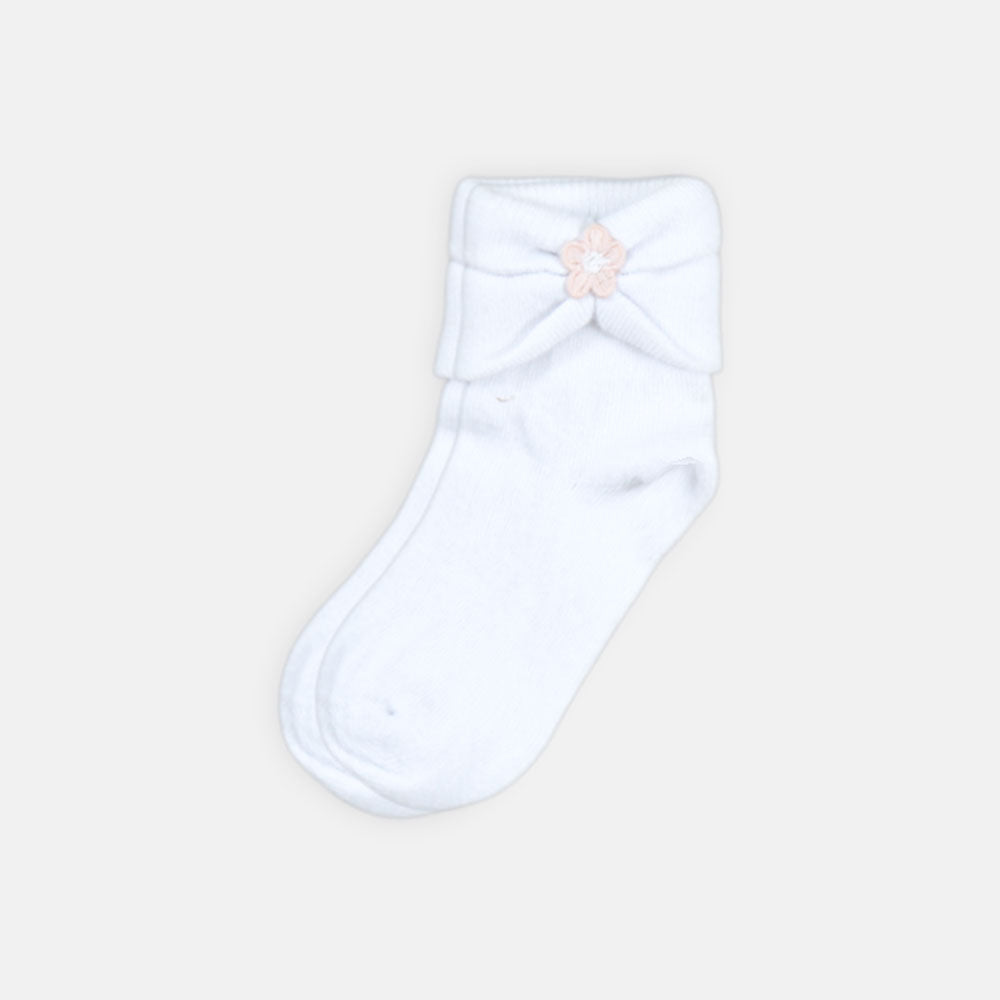 GIRL SOCKS EMBROIDERED FLOWER ROLL CUFF