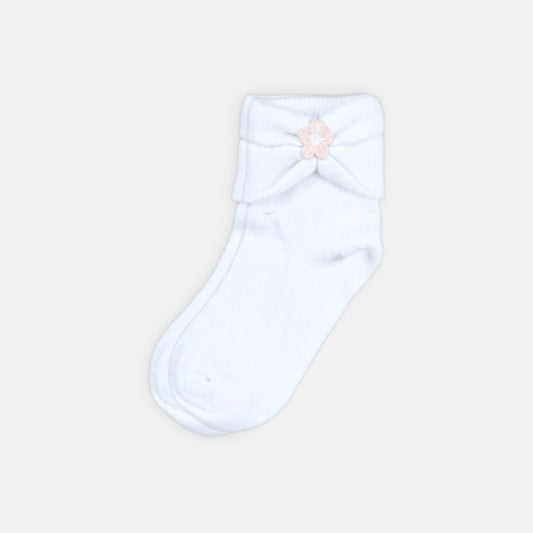 GIRL SOCKS EMBROIDERED FLOWER ROLL CUFF