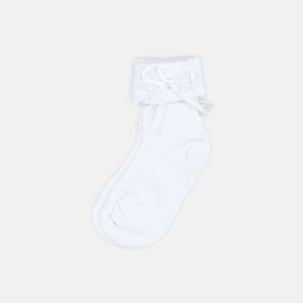 GIRL SOCKS RIBBON BOW WHITE