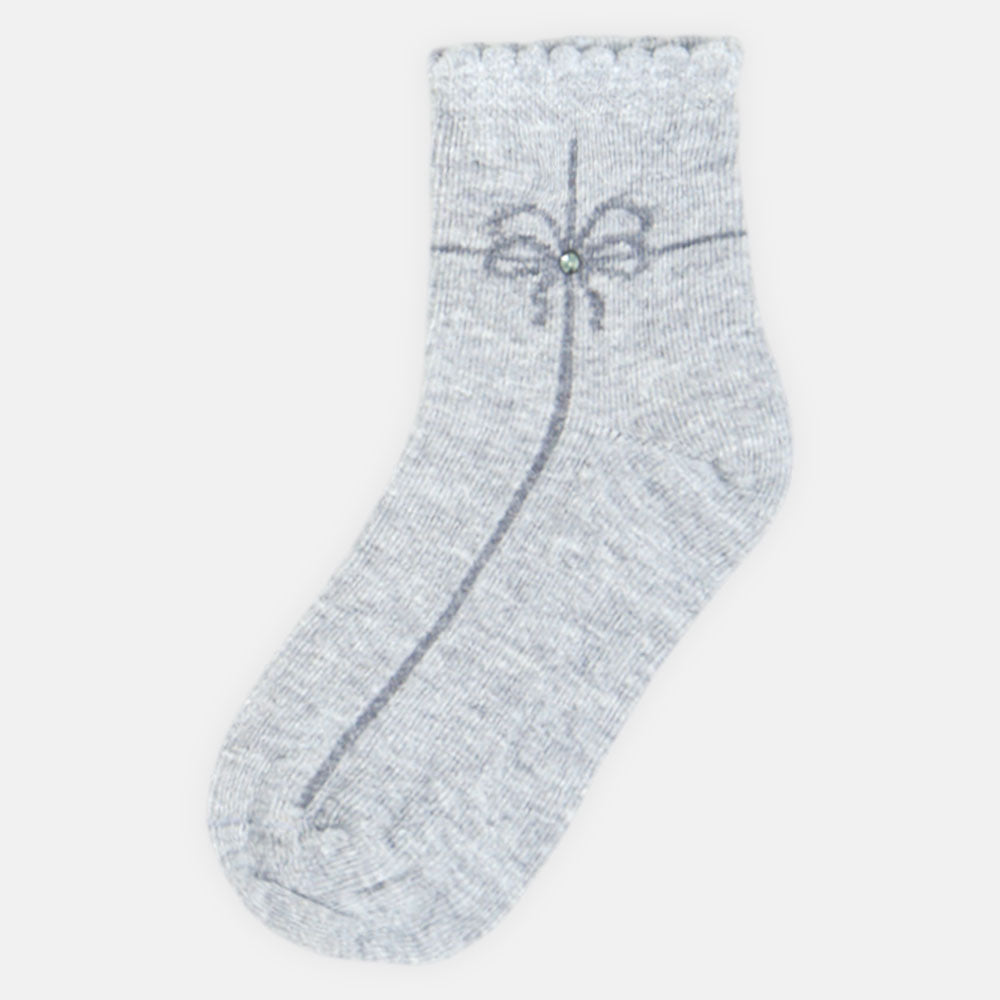 GIRL SOCKS CRINKLE LINED BOW DETAIL