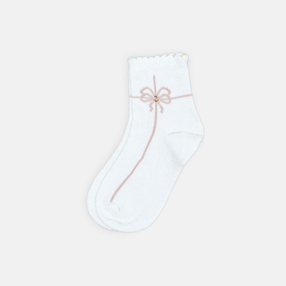 GIRL SOCKS CRINKLE LINED BOW DETAIL
