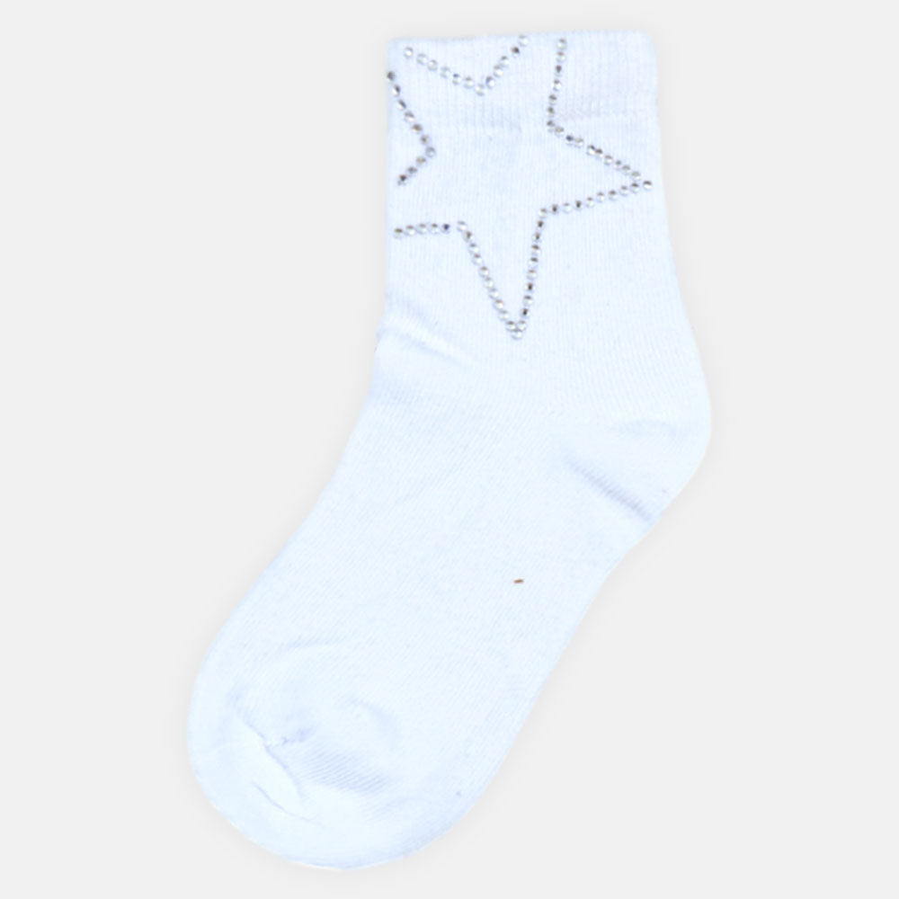 GIRL SOCKS RHINESTONE WHITE STAR