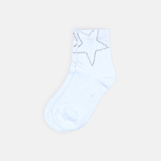 GIRL SOCKS RHINESTONE WHITE STAR