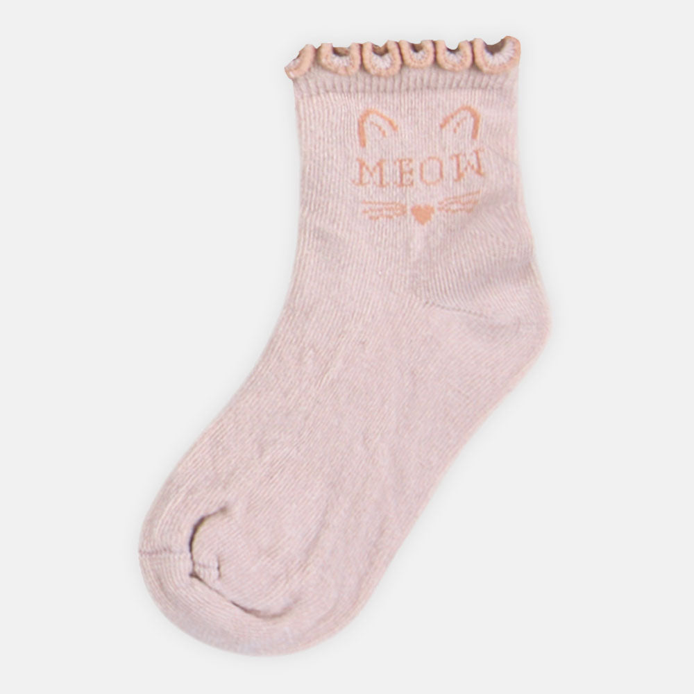 GIRL SOCKS PINK MEOW