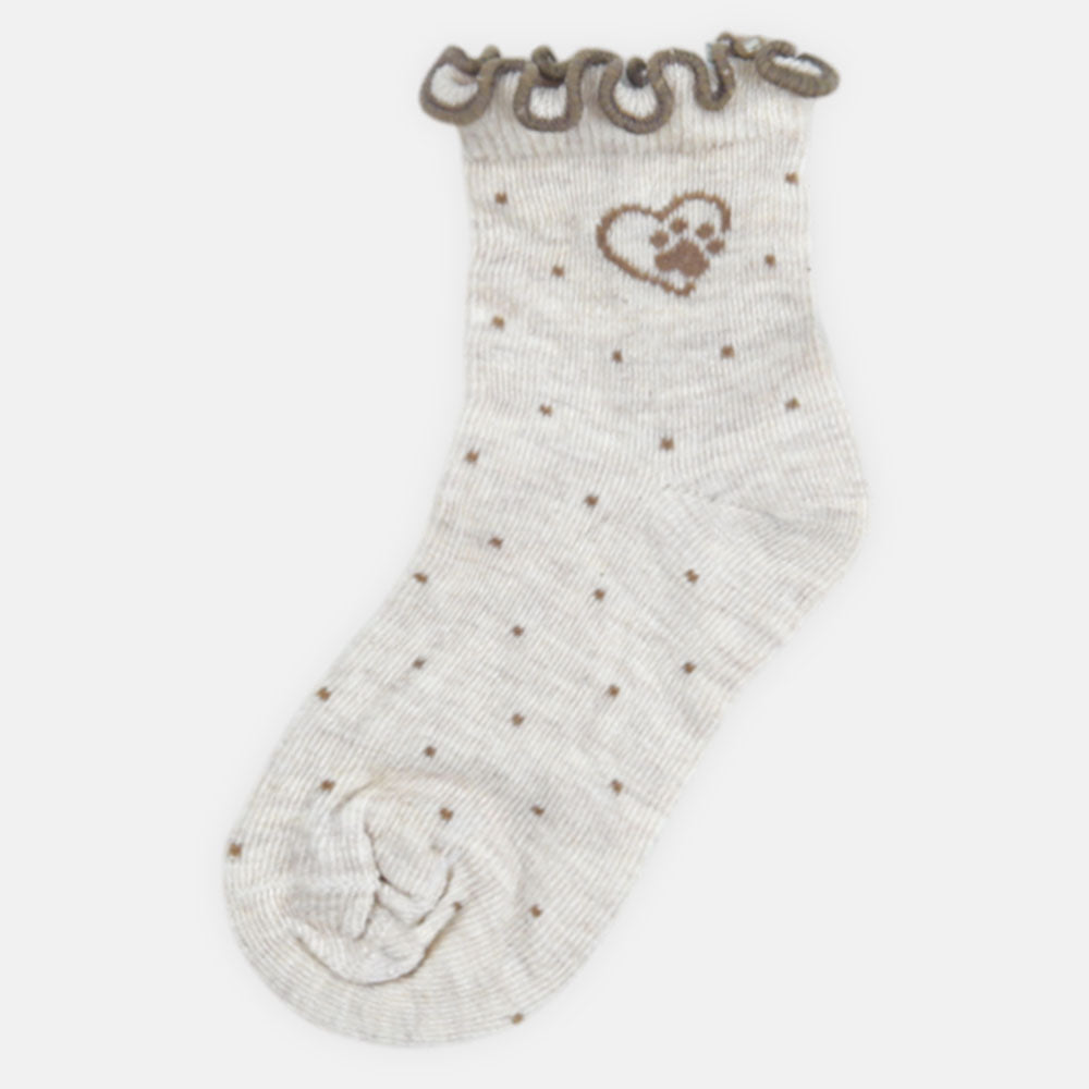 GIRL SOCKS CREAM POLKA RUFFLE ANKLE