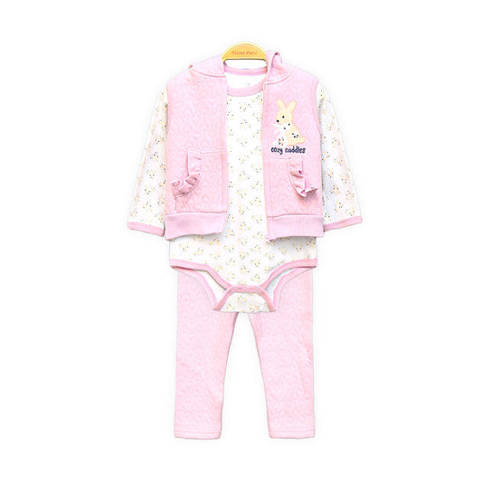 GIRL SUIT PINK QUILTED BUNNY