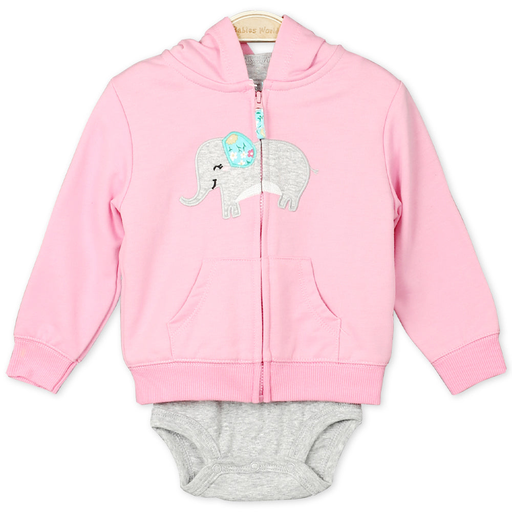 GIRL SUIT PINK FLORAL ELEPHANT