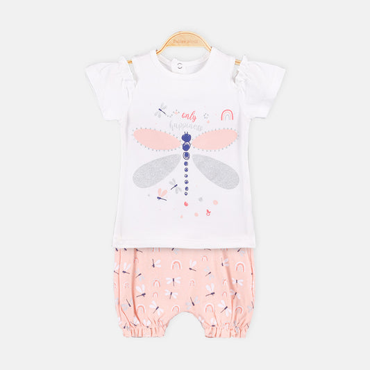 GIRL SUIT PEACH DRAGONFLY SET