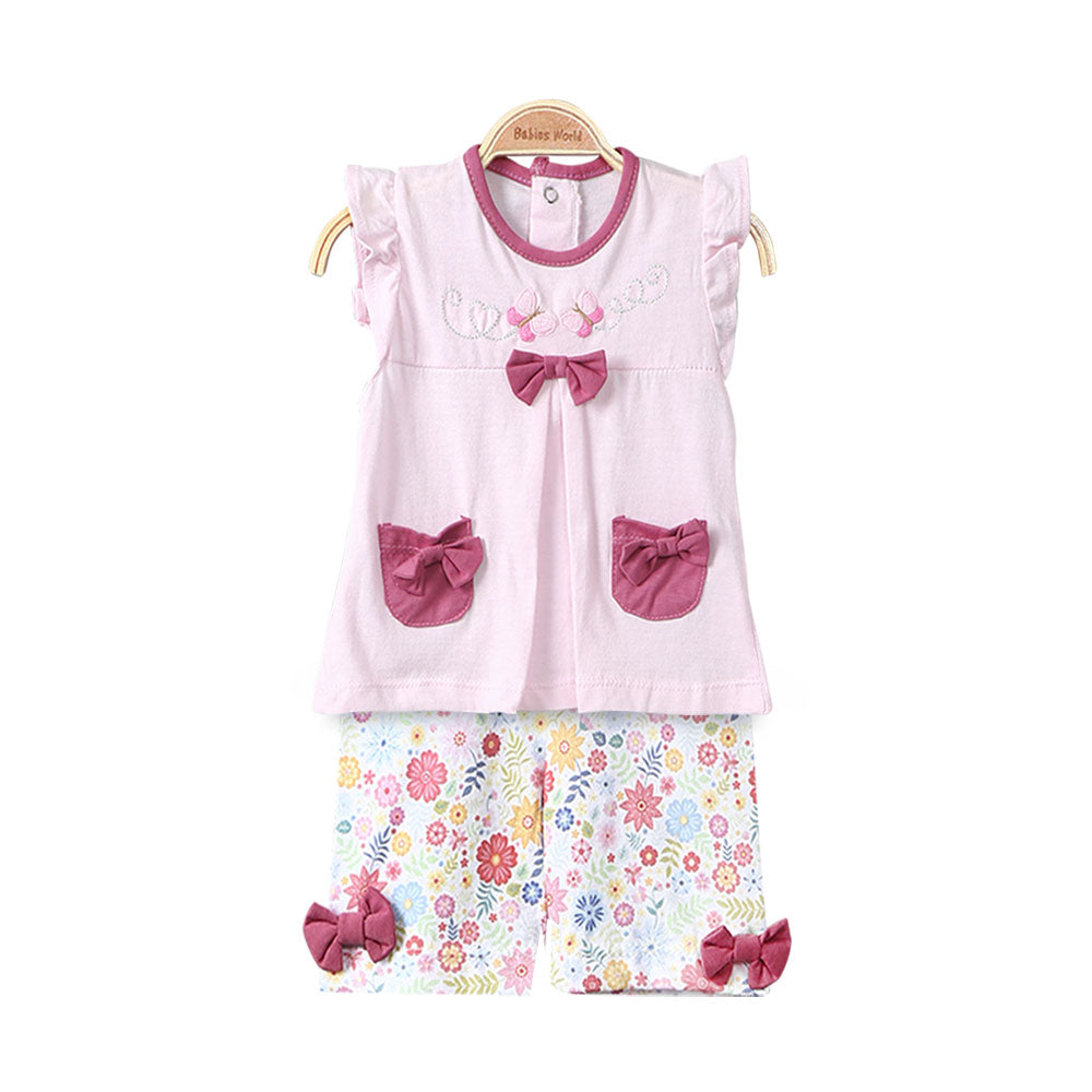 GIRL SUIT PINK TINY BUTTERFLIES