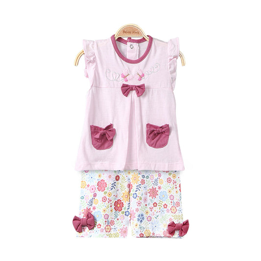 GIRL SUIT PINK TINY BUTTERFLIES