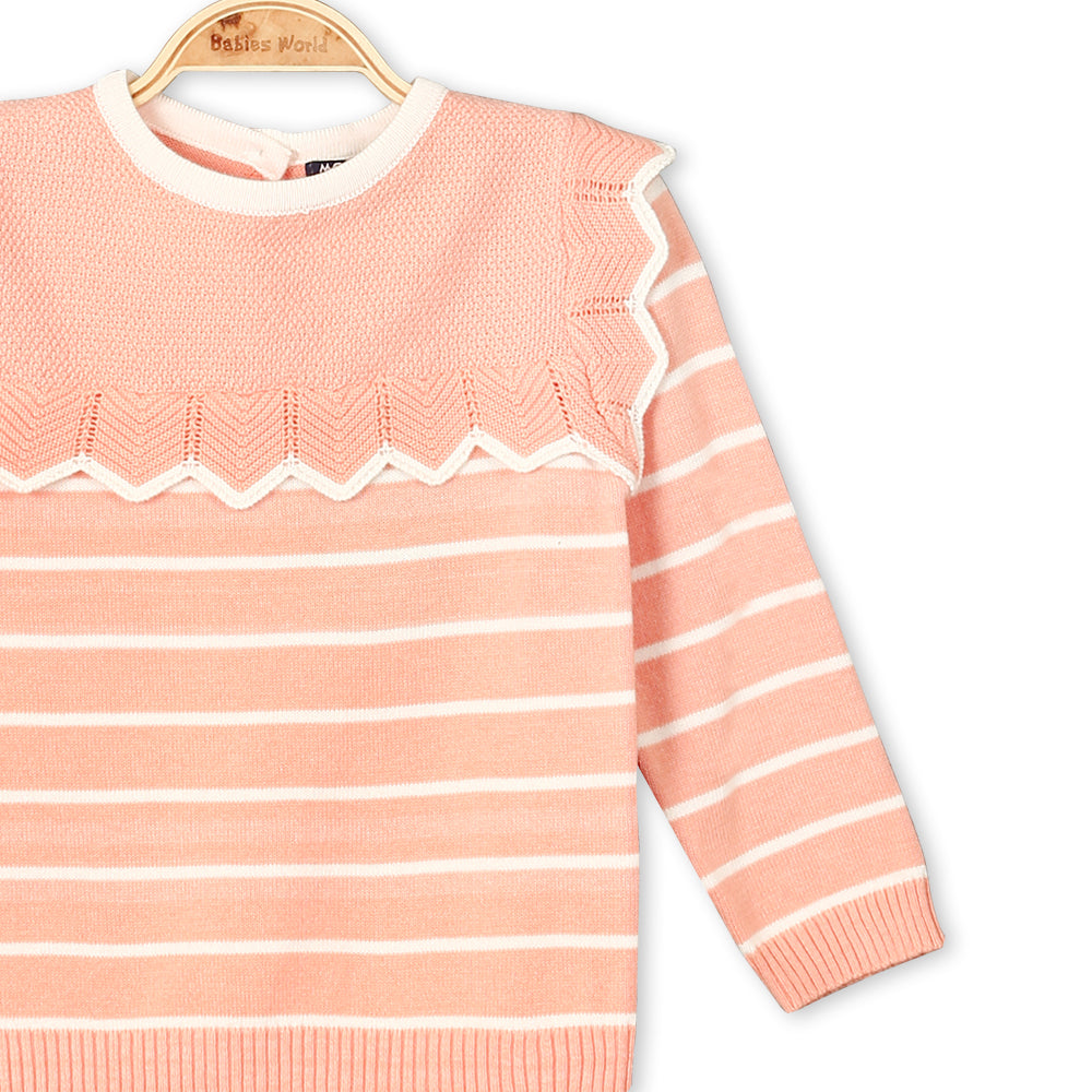 GIRL SWEATER / SWEAT T-SHIRT PEACH CROCHET KNIT