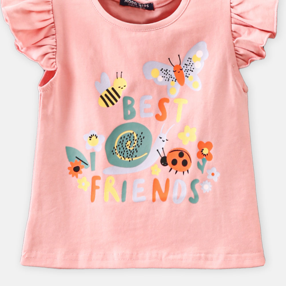 GIRL T-SHIRT LIGHT PINK PRINTED
