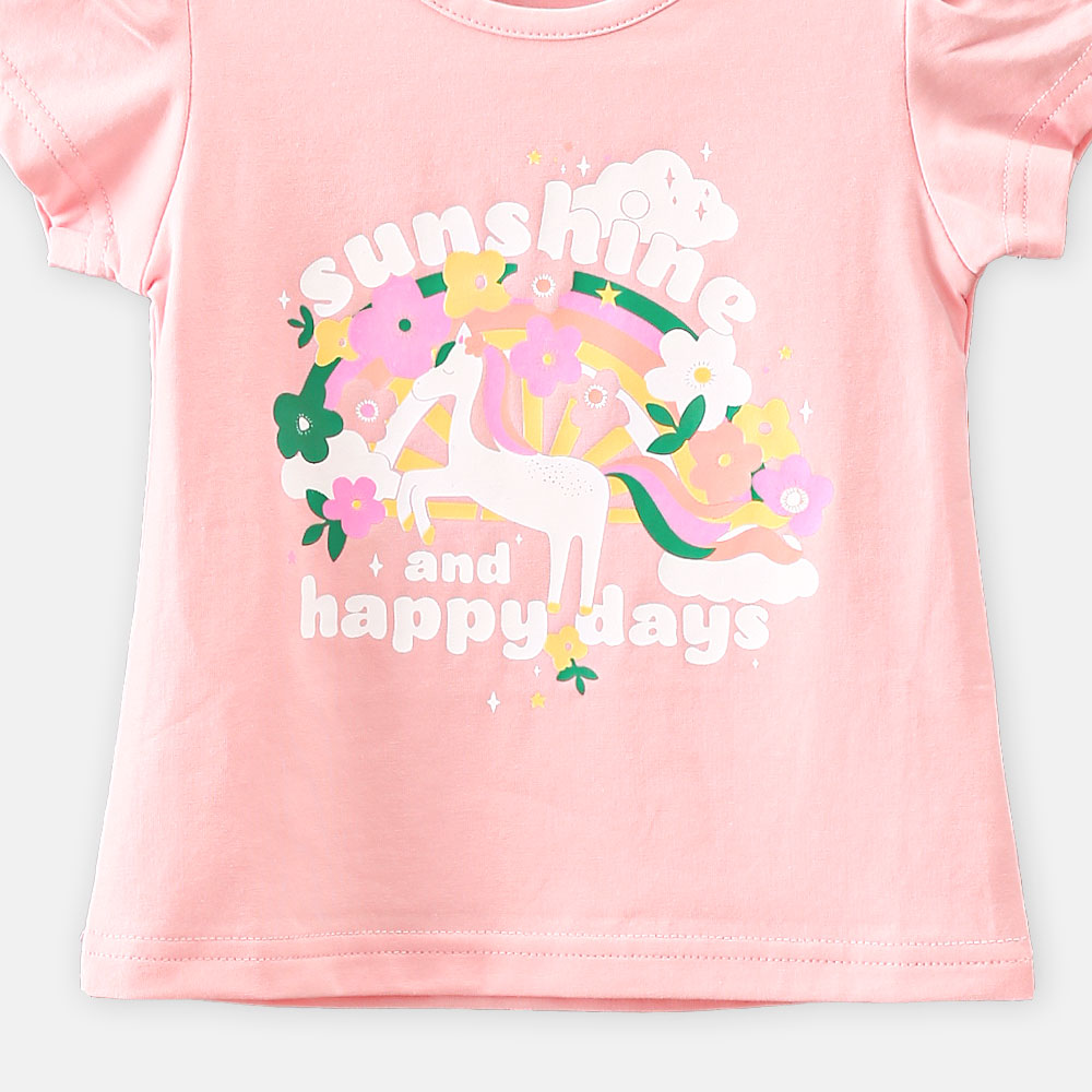 GIRL T-SHIRT LIGHT PINK UNICORN