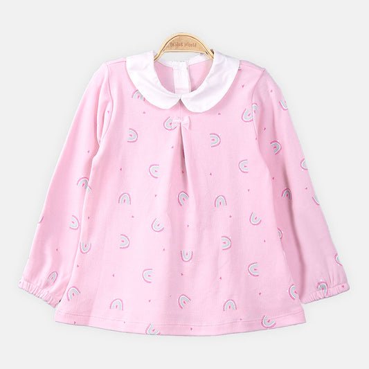 GIRL T-SHIRT PINK RAINBOW