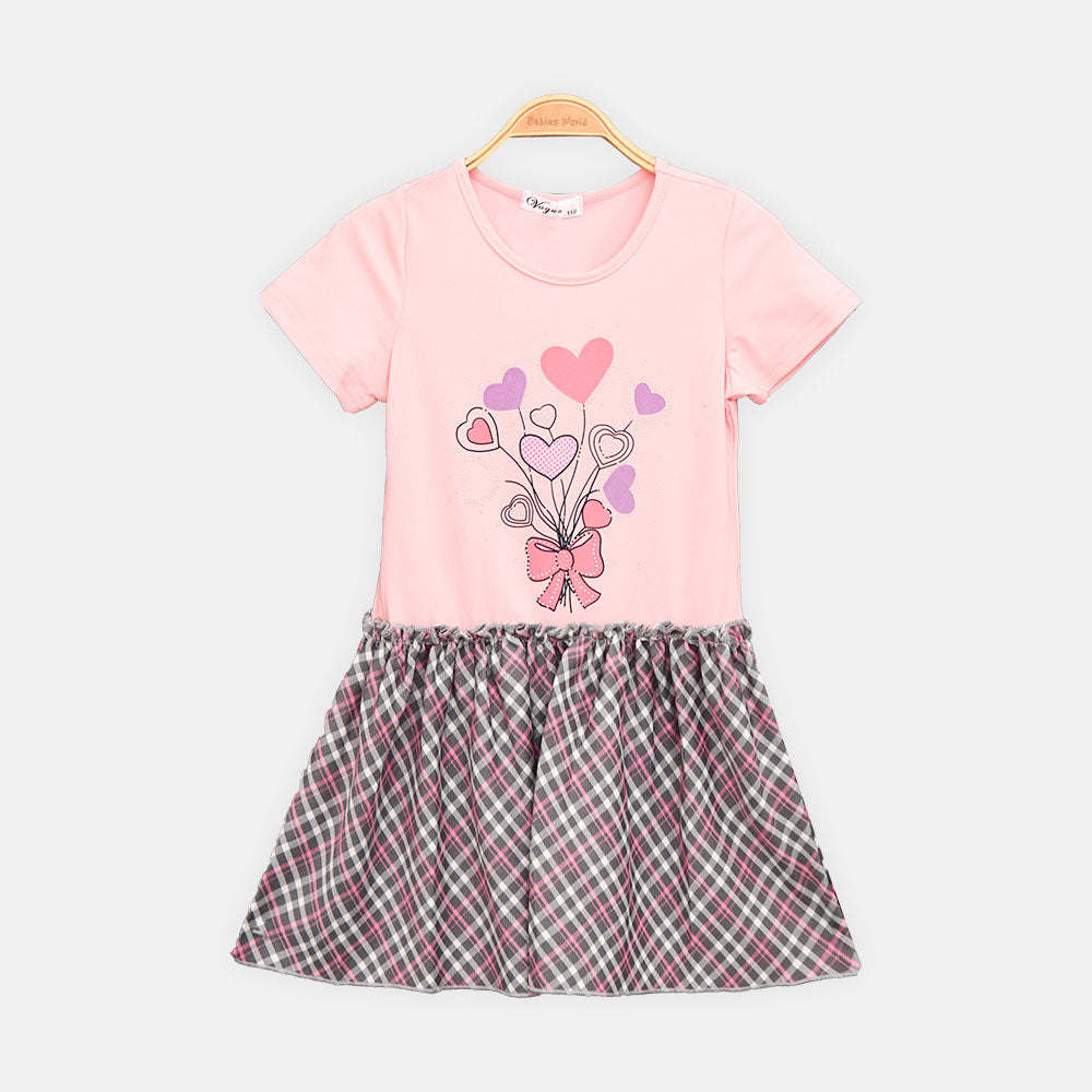 GIRL T-SHIRT HEART BALLOON RUFFLE â€“ PINK