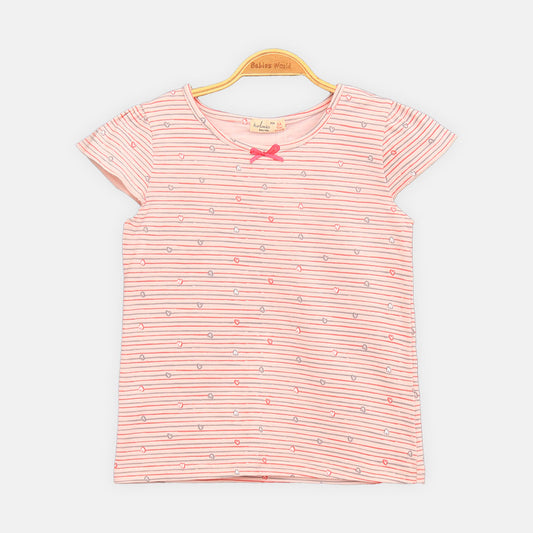 GIRL T-SHIRT PRETTY IN PINK HEARTS