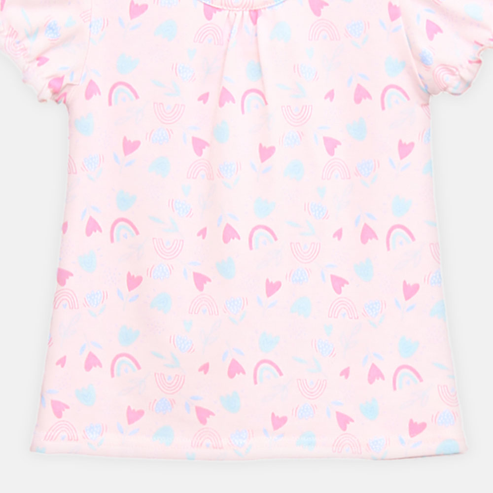 GIRL T-SHIRT PINK RAINBOW BLOOM