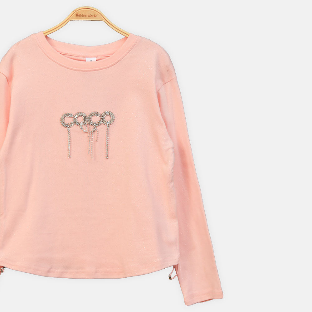 GIRL T-SHIRT LIGHT PINK EMBELLISHED