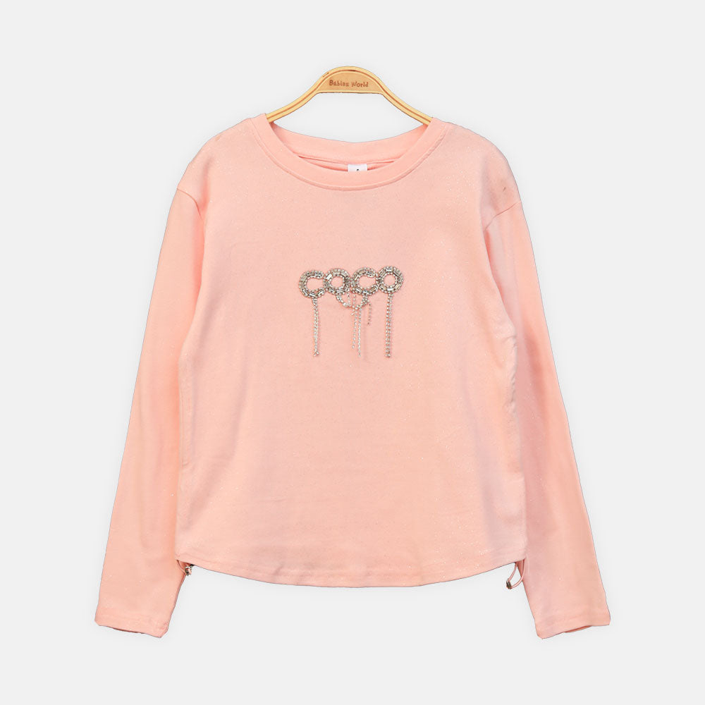 GIRL T-SHIRT LIGHT PINK EMBELLISHED