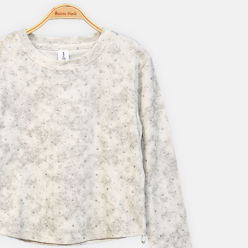 GIRL T-SHIRT SILVER DOT WHITE