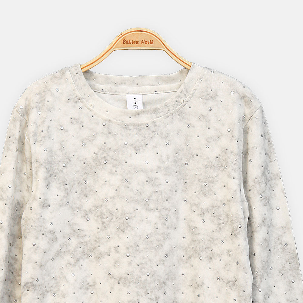 GIRL T-SHIRT SILVER DOT WHITE