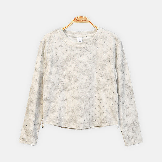 GIRL T-SHIRT SILVER DOT WHITE