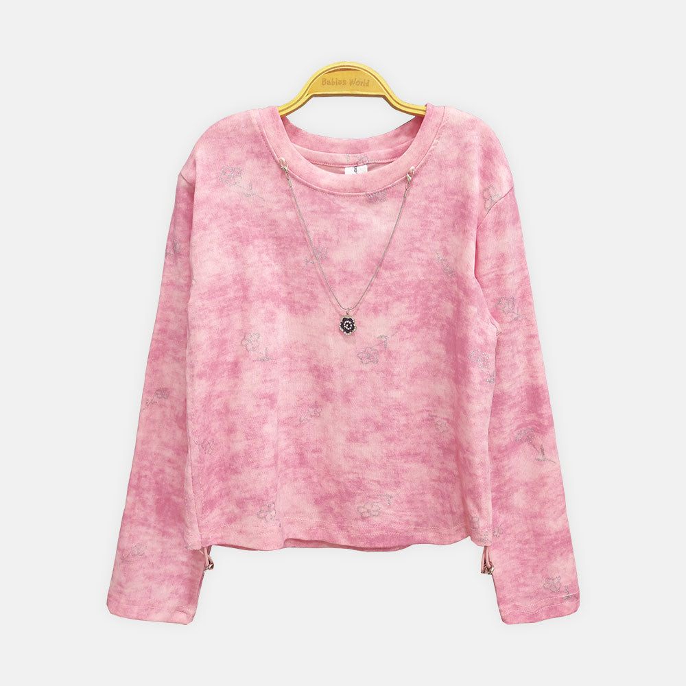 GIRL T-SHIRT PINK SHIMMER LONG-SLEEVE