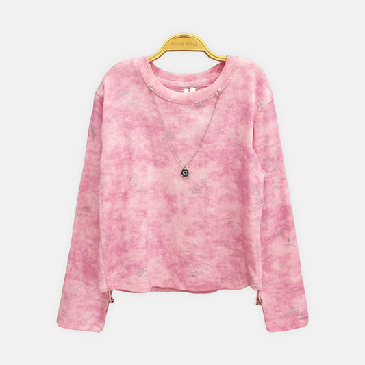 GIRL T-SHIRT PINK SHIMMER LONG-SLEEVE