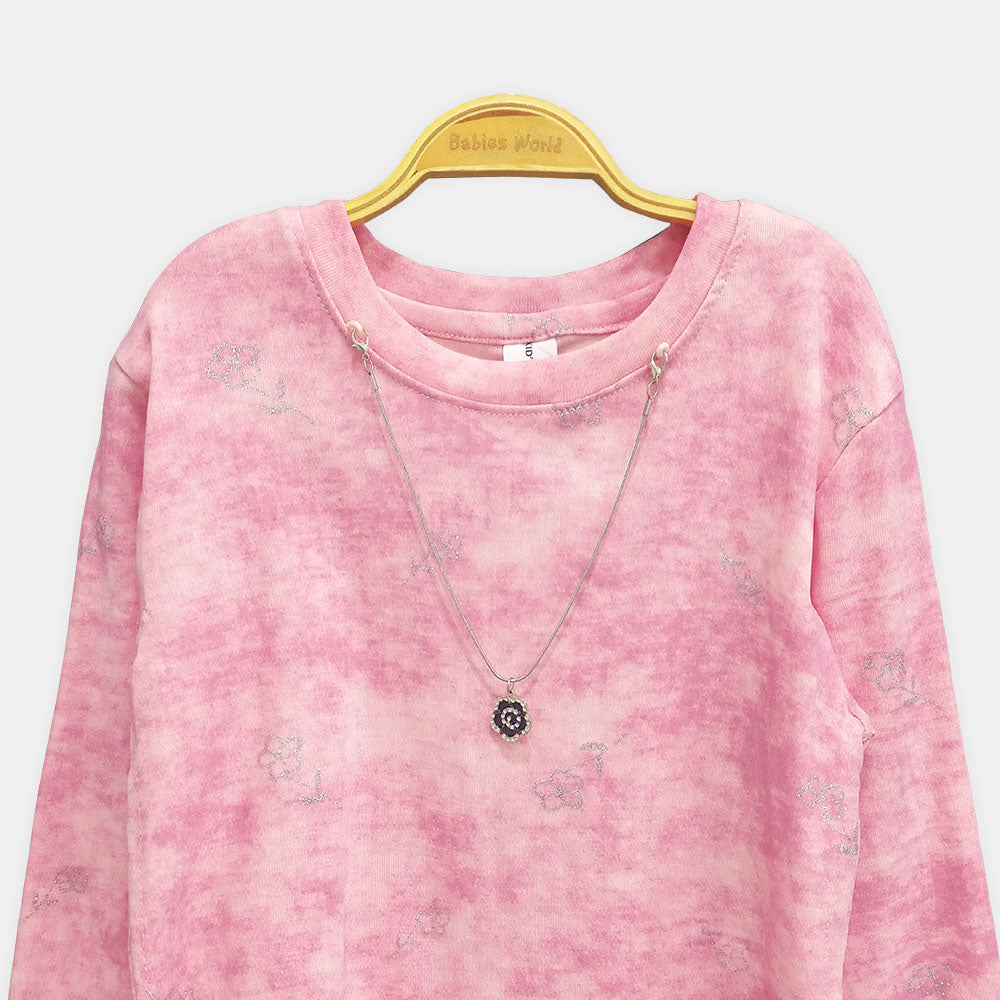 GIRL T-SHIRT PINK SHIMMER LONG-SLEEVE