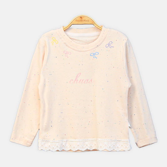 GIRL T-SHIRT PINK BOW PRINT