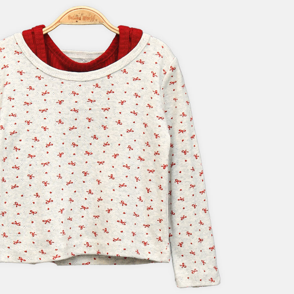 GIRL T-SHIRT RED PRINTED