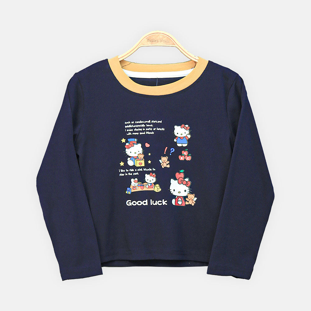 GIRL T-SHIRT NAVY BLUE HELLO KITTY