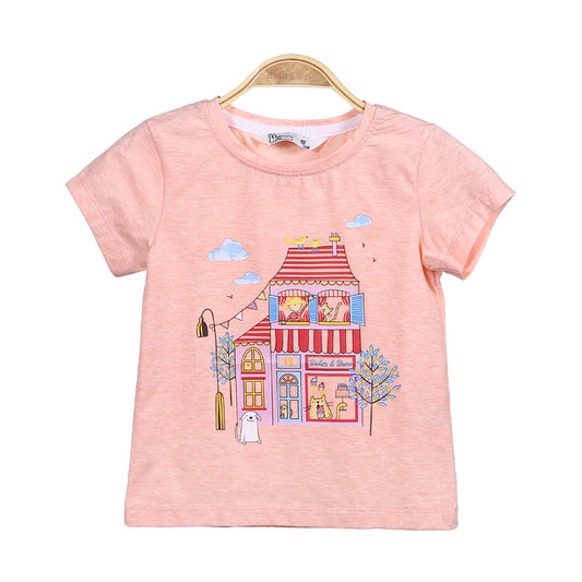 GIRL T-SHIRT PEACH KITTY BAKERY
