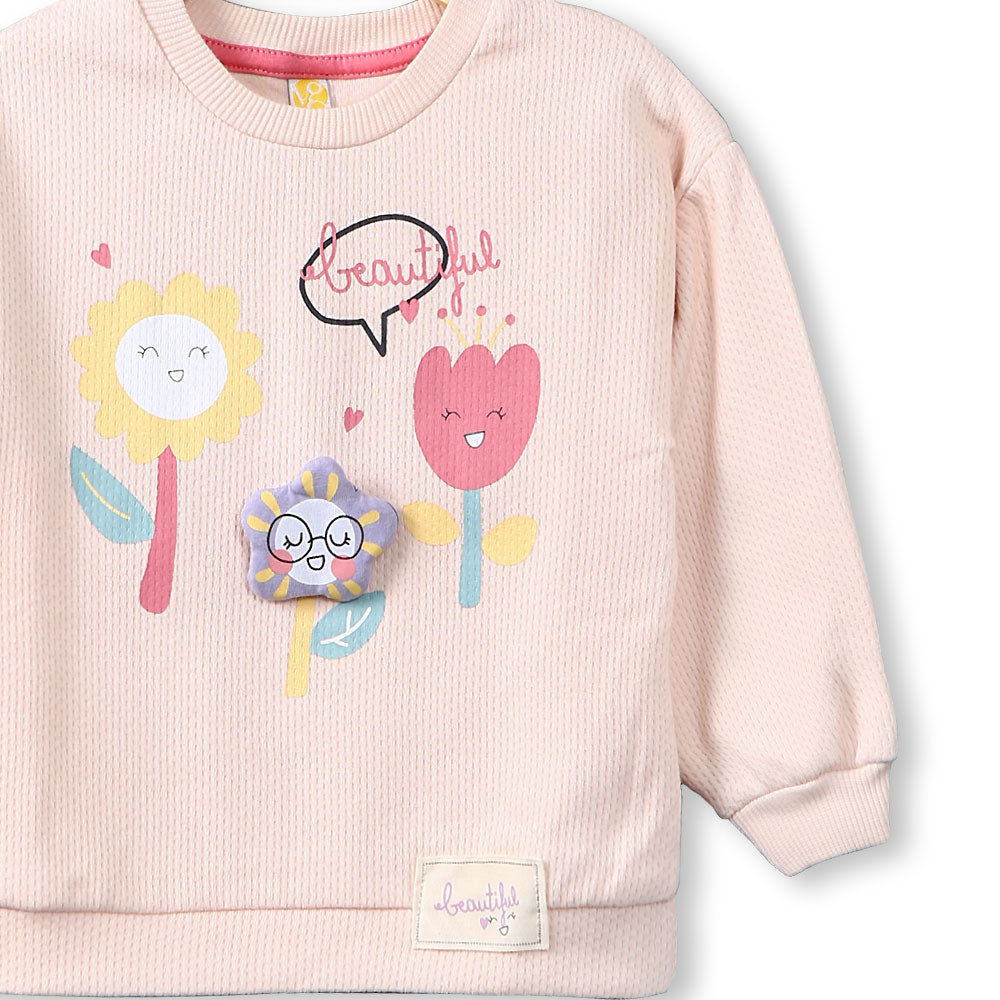 GIRL T-SHIRT PEACH BEAUTIFUL FLOWERS