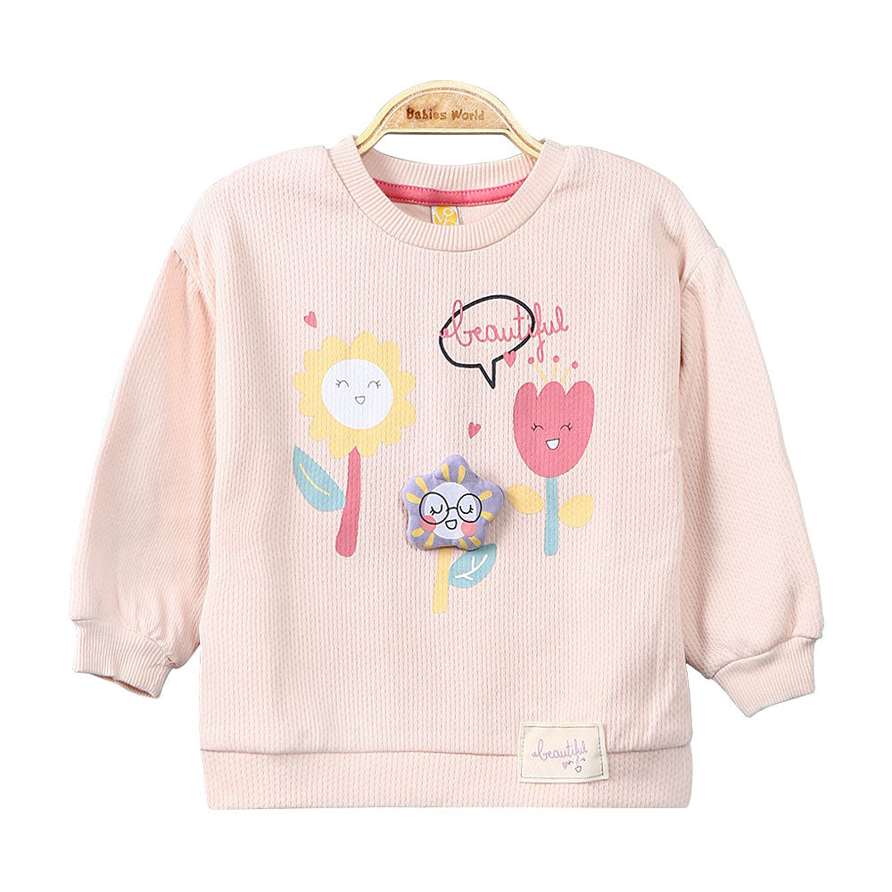 GIRL T-SHIRT PEACH BEAUTIFUL FLOWERS
