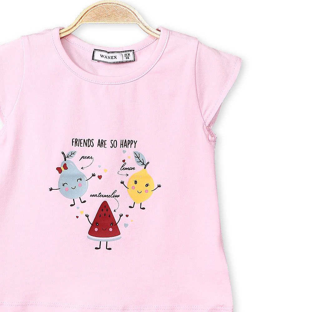 GIRL T-SHIRT PINK HAPPY FRIENDS