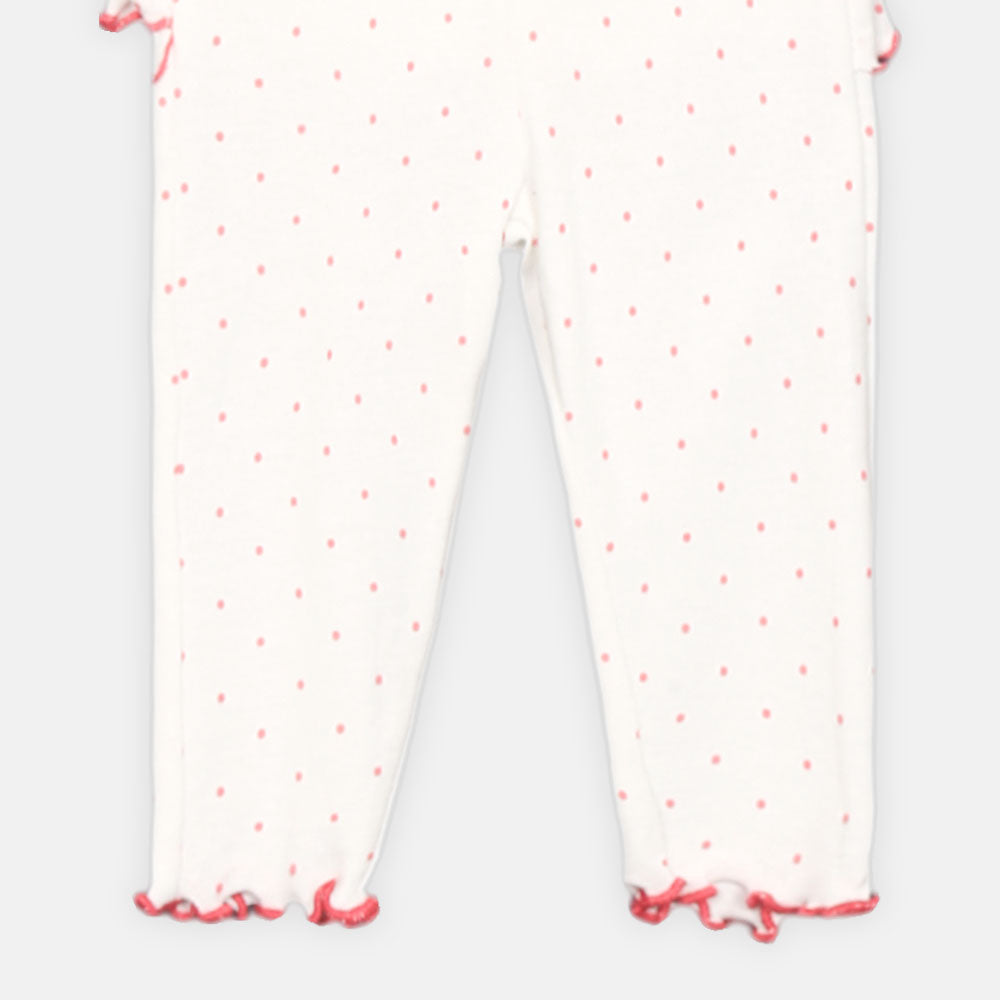 GIRL TIGHT WHITE POLKA DOT RUFFLE