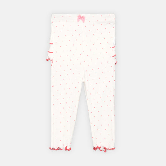 GIRL TIGHT WHITE POLKA DOT RUFFLE