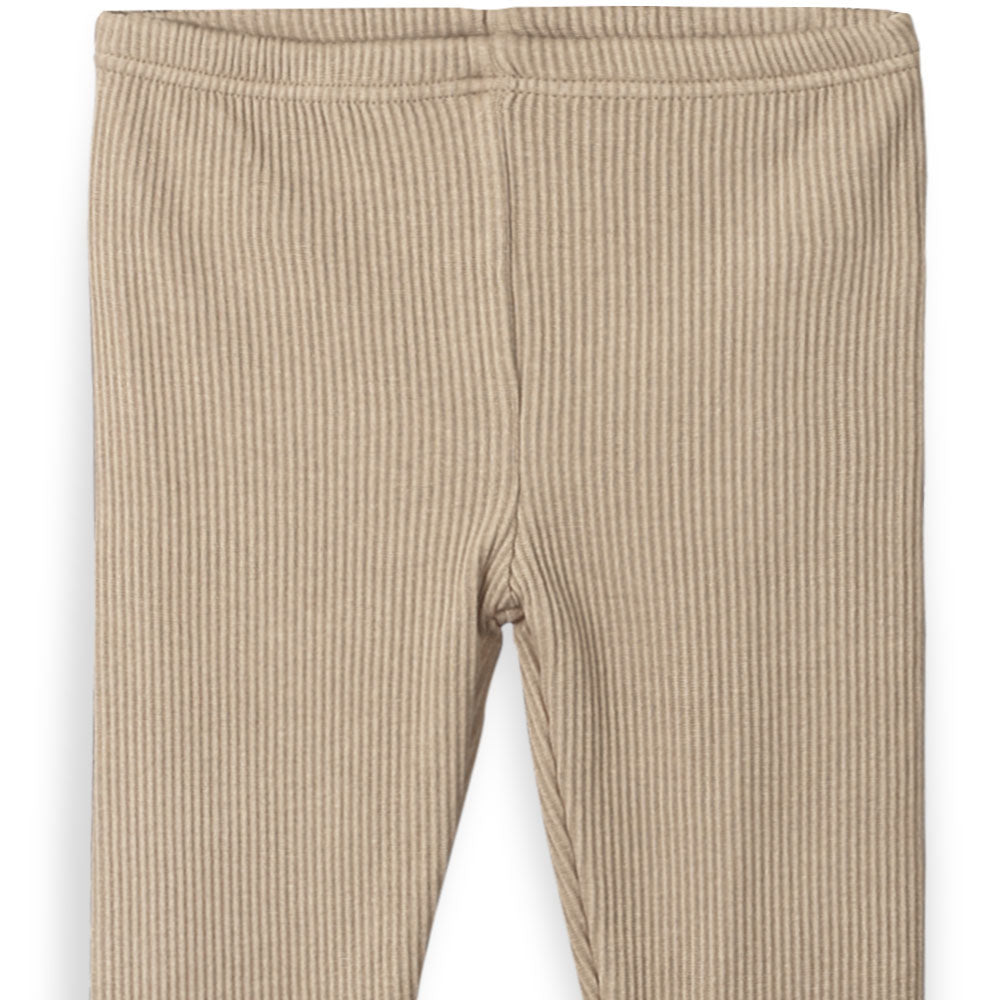 GIRL TIGHT BROWN FLEECE RIB KNIT