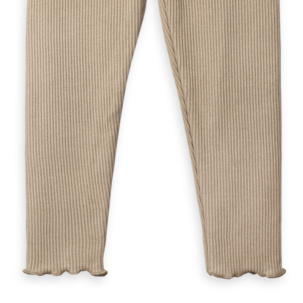 GIRL TIGHT BROWN FLEECE RIB KNIT