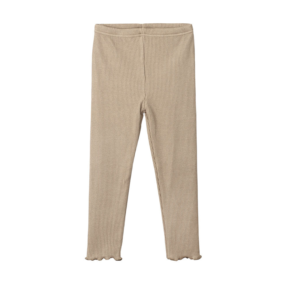GIRL TIGHT BROWN FLEECE RIB KNIT