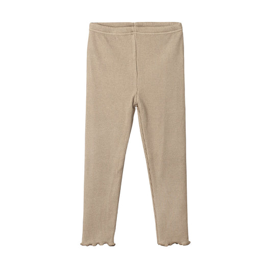GIRL TIGHT BROWN FLEECE RIB KNIT